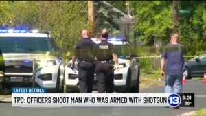 Officers shoot 44-year-old man armed with shotgun, police say Thumbnail
